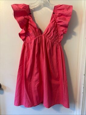 Forever 21 Hot Pink Ruffle Sleeve Mini Dress